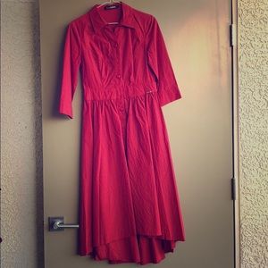Red high low skirt dress